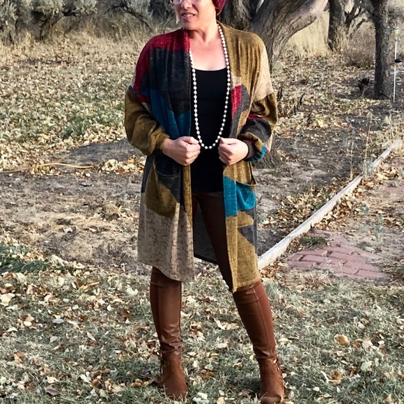 New! Multi Color Balloon Sleeve Cardigan - Picture 3 of 8